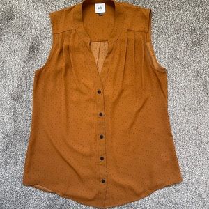 NWOT Cabi burnt orange Dotty sleeveless top SZ S